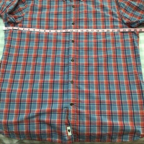 Black Brown 1826 100% Cotton Plaid Button Down Shirt Men XL Red Blue - Picture 7 of 10